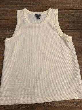 H&M Men's Cream Knit Sleeveless Crewneck Tank